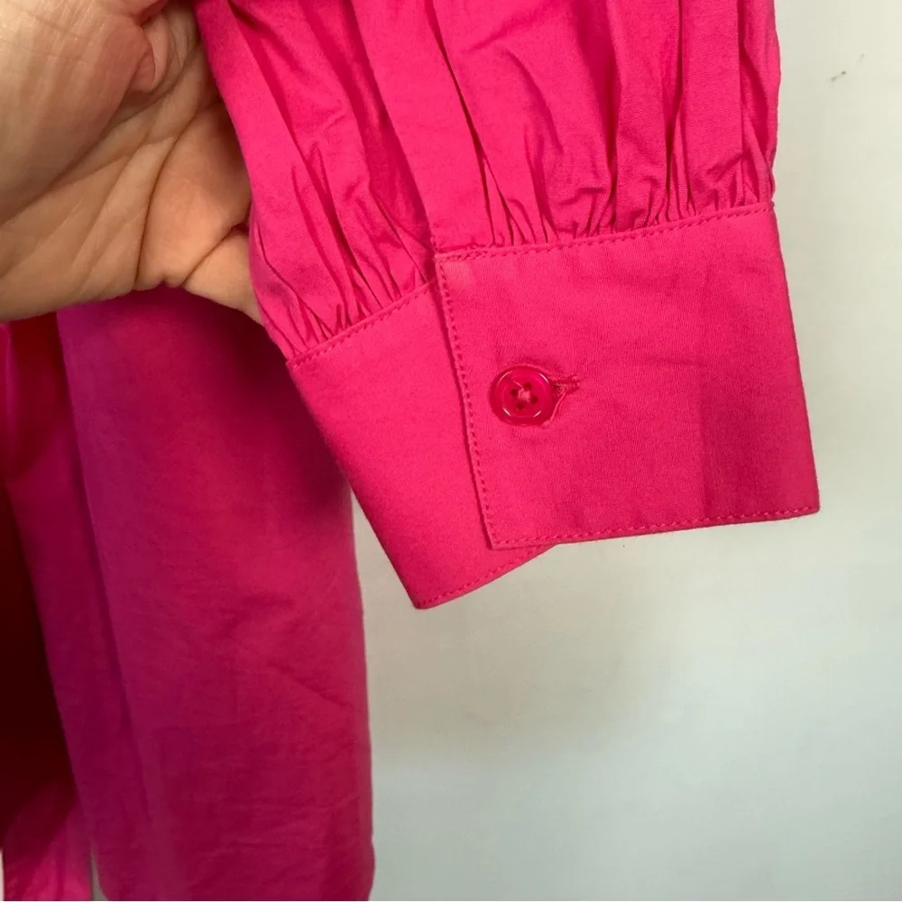 Scoop Women's Hot Pink Balloon Sleeve Shirtdress with Pockets, Size L - Picture 7 of 11